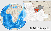 Shaded Relief Location Map of Capenda Camulemb, highlighted country, highlighted parent region