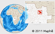 Shaded Relief Location Map of Capenda Camulemb, highlighted country