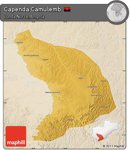Physical Map of Capenda Camulemb, lighten