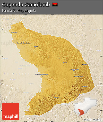 Physical Map of Capenda Camulemb, lighten