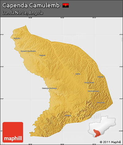 Physical Map of Capenda Camulemb, single color outside