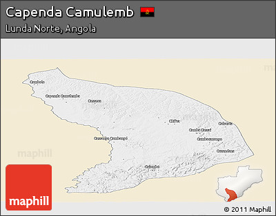 Classic Style Panoramic Map of Capenda Camulemb, single color outside