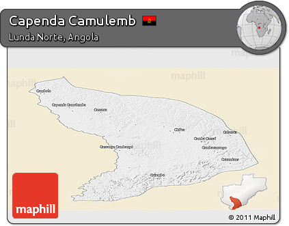 Classic Style Panoramic Map of Capenda Camulemb, single color outside