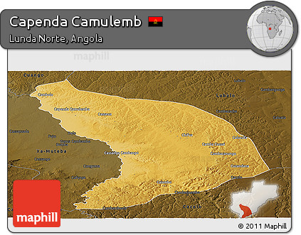 Physical Panoramic Map of Capenda Camulemb, darken