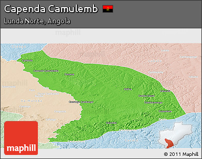 Political Panoramic Map of Capenda Camulemb, lighten