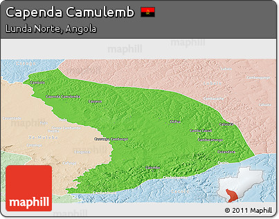 Political Panoramic Map of Capenda Camulemb, lighten
