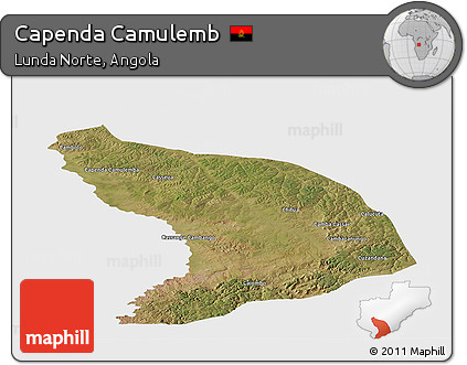 Satellite Panoramic Map of Capenda Camulemb, single color outside
