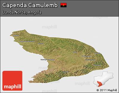 Satellite Panoramic Map of Capenda Camulemb, single color outside