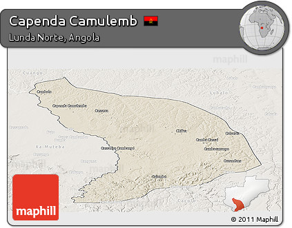Shaded Relief Panoramic Map of Capenda Camulemb, lighten