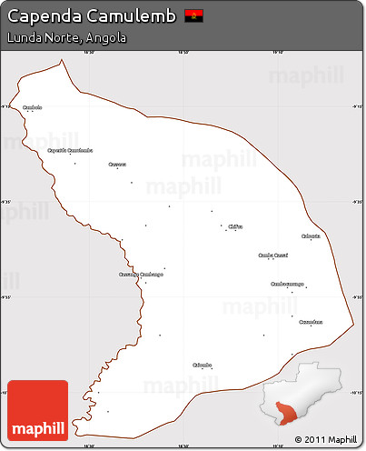Classic Style Simple Map of Capenda Camulemb, cropped outside