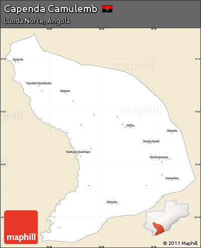 Classic Style Simple Map of Capenda Camulemb, single color outside