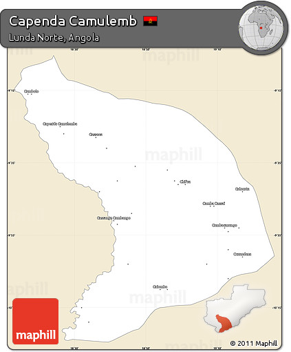 Classic Style Simple Map of Capenda Camulemb, single color outside