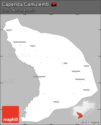Gray Simple Map of Capenda Camulemb, single color outside