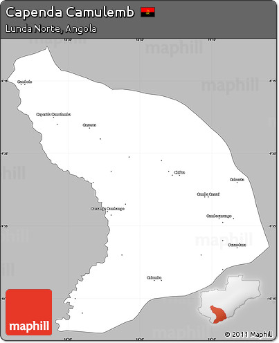 Gray Simple Map of Capenda Camulemb, single color outside