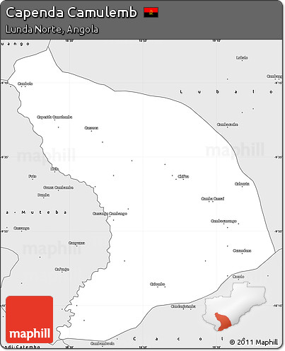 Silver Style Simple Map of Capenda Camulemb