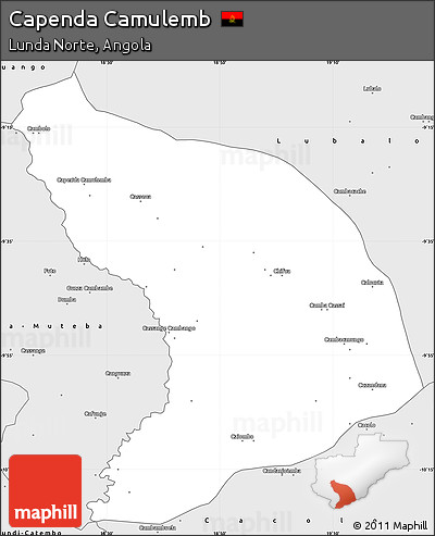 Silver Style Simple Map of Capenda Camulemb