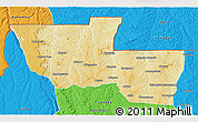 Physical 3D Map of Chitato, political outside
