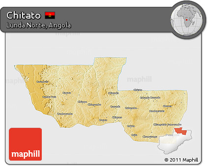 Physical 3D Map of Chitato, single color outside