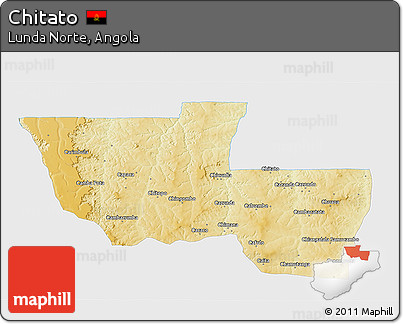 Physical 3D Map of Chitato, single color outside