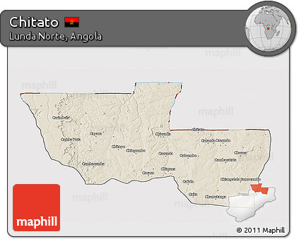 Shaded Relief 3D Map of Chitato, cropped outside
