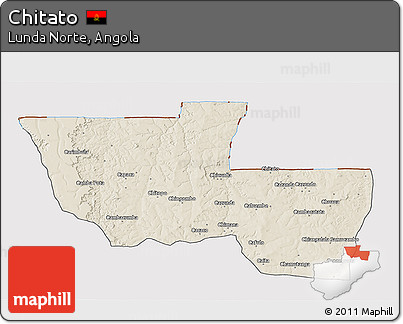 Shaded Relief 3D Map of Chitato, cropped outside