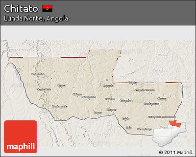 Shaded Relief 3D Map of Chitato, lighten