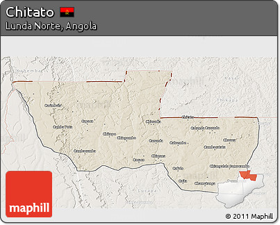 Shaded Relief 3D Map of Chitato, lighten
