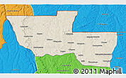 Shaded Relief 3D Map of Chitato, political outside