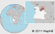 Gray Location Map of Chitato, highlighted country, highlighted parent region, within the entire country