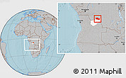 Gray Location Map of Chitato, highlighted parent region, within the entire country, hill shading