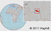 Gray Location Map of Chitato, hill shading