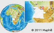 Physical Location Map of Chitato, highlighted country, within the entire country