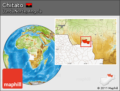 Physical Location Map of Chitato, highlighted country