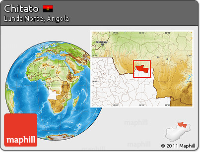 Physical Location Map of Chitato, highlighted country