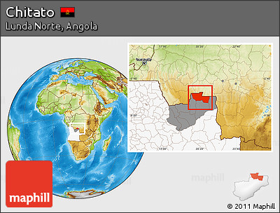 Physical Location Map of Chitato, highlighted country, highlighted parent region