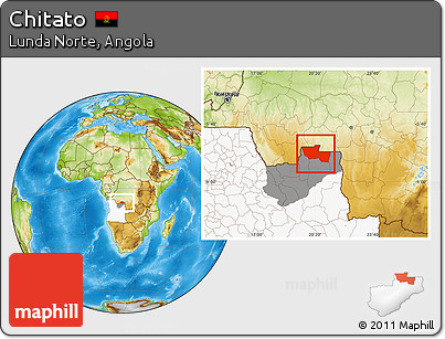Physical Location Map of Chitato, highlighted country, highlighted parent region