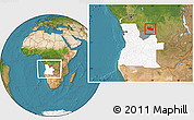Satellite Location Map of Chitato, highlighted country, highlighted parent region, within the entire country