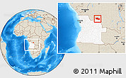 Shaded Relief Location Map of Chitato, highlighted country, within the entire country