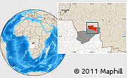 Shaded Relief Location Map of Chitato, highlighted country, highlighted parent region