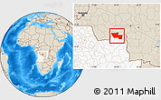 Shaded Relief Location Map of Chitato, highlighted country