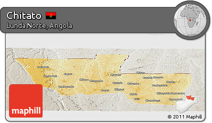Physical Panoramic Map of Chitato, lighten, semi-desaturated