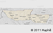 Shaded Relief Panoramic Map of Chitato, desaturated