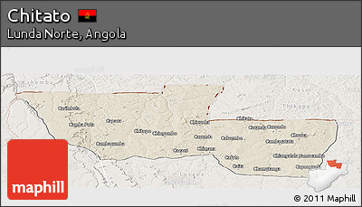 Shaded Relief Panoramic Map of Chitato, lighten