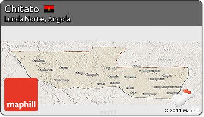 Shaded Relief Panoramic Map of Chitato, lighten