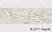 Shaded Relief Panoramic Map of Chitato, semi-desaturated