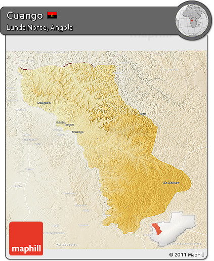 Physical 3D Map of Cuango, lighten