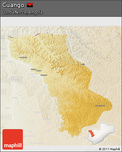 Physical 3D Map of Cuango, lighten
