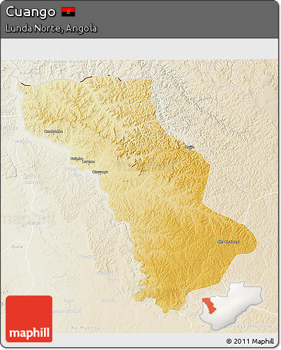 Physical 3D Map of Cuango, lighten