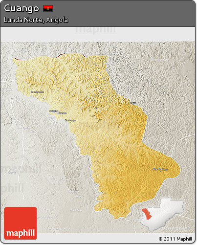 Physical 3D Map of Cuango, lighten, semi-desaturated