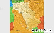 Physical 3D Map of Cuango, political outside